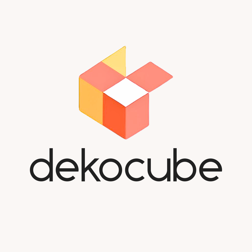 dekocube logo cream background