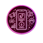neon mobile marketing icons